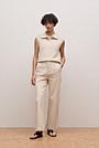 Cotton Cashmere Sleeveless Button Neck Knit