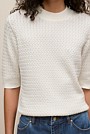 Cotton Cashmere Cable Mock Neck Knit