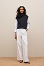 Cotton Cashmere Sleeveless Button Neck Knit