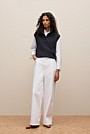 Cotton Cashmere Sleeveless Button Neck Knit