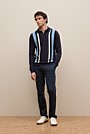 Merino Graphic Stripe Long Sleeve Polo