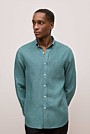 Regular Fit Linen Micro Check Long Sleeve Shirt