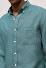 Regular Fit Linen Micro Check Long Sleeve Shirt