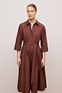Cotton Poplin Cuff Detail Shirt Dress