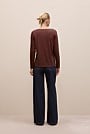 Metallic Boat Neck Long Sleeve T-Shirt