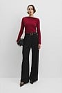 Merino Wool Blend Drape Neck Knit