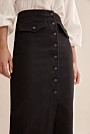 Button Midi Denim Skirt