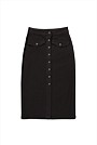 Button Midi Denim Skirt
