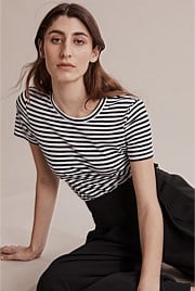 Australian Cotton Stripe Short Sleeve Cotton Slub T-Shirt