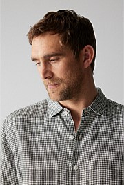 Tailored Fit Linen Mini Grid Check Shirt