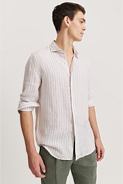 Tailored Fit Organically Grown Linen Stripe Shirt