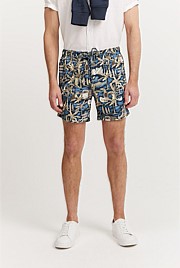 Recycled Polyester Blend Tropical Print Swim Short