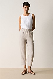 Linen End On End Stripe Pull On Pant