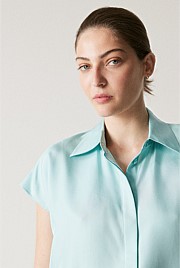 Silk Twill Cap Sleeve Shirt