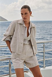 Yarn Dyed Linen Pinstripe Jacket