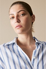 Yarn Dyed Linen Stripe Relaxed Shirt