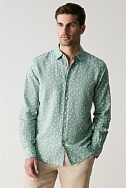 Tailored Linen Cotton Micro Floral Shirt