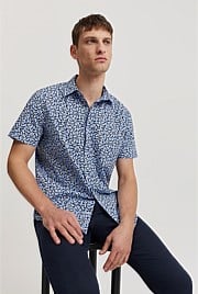 Regular Fit Organically Grown Cotton Lemon Print Short Sleeve Shirt