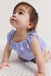 Organically Grown Cotton Broderie Trim Bodysuit