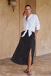 Lyocell A-Line Midi Skirt