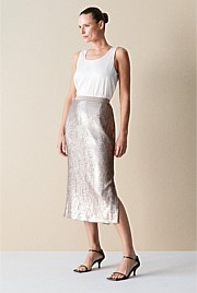 Matte Sequin Midi Skirt