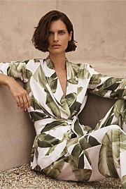 Palm Leaf Print Wrap Jacket