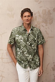 Regular Fit Palm Leaf Short Sleeve Shirt