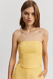 Organically Grown Linen Yarn Dyed Strapless Bustier