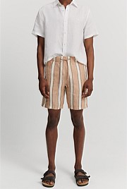 Organically Grown Linen Stripe Drawcord Short