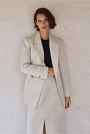 Italian Linen Cotton Basket Weave Blazer