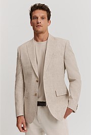 Slim Fit Stretch Linen Cotton Blend Blazer