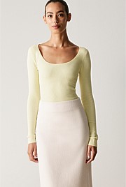 Merino Blend Scoop Neck Long Sleeve Knit