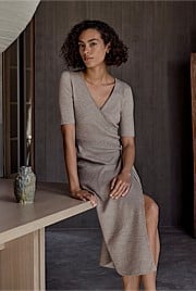 Merino Blend Wrap Knit Dress