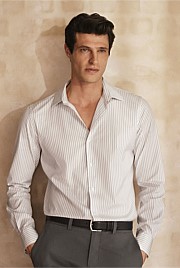 Tailored Fit Italian Cotton Ticking Stripe Shirt