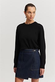 Organically Grown Cotton Blend Crop Crew Neck Knit