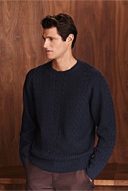 Wool Cable Knit Crew