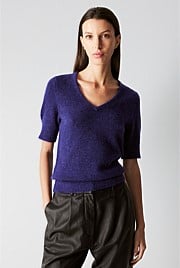 Alpaca Merino Blend V Neck Knit T-Shirt