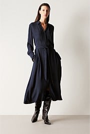 Crepe Pocket Detail Shirt Dress