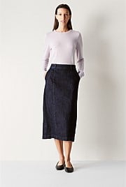 Denim Pintuck Skirt