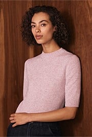 Wool Cashmere Speckled Knit T-Shirt