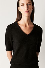 Alpaca Merino Blend V Neck Knit T-Shirt