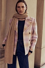 Wool Blend Yarn Dyed Plaid Peacoat