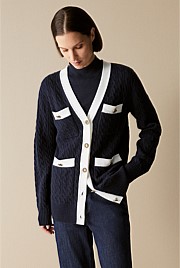 Merino Cashmere Blend Cable Cardigan