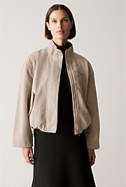 Suede Cropped Blouson Jacket