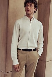 Regular Fit Brushed Cotton Flecked Shirt