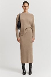 Organically Grown Cotton Cashmere Blend Rib Knit Skirt