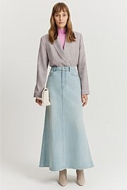 Flare Denim Maxi Skirt