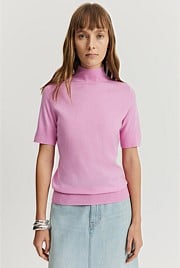 Australian Merino Wool Silk Short Sleeve Knit