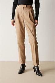 Yarn Dyed Stretch Wool Pleat Front Pant