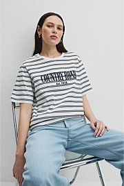 Australian Cotton Stripe Heritage Embroidered T-Shirt